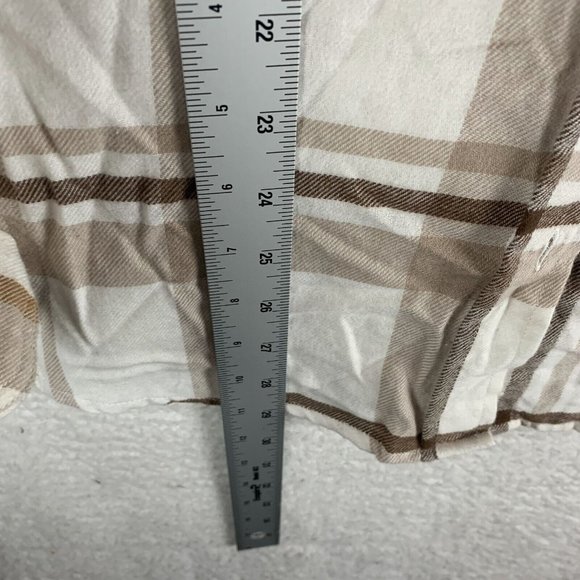 Alpine Design Shirt Women's Medium Beige Plaid Cotton Flannel Button-Up 7005 - Picture 5 of 7